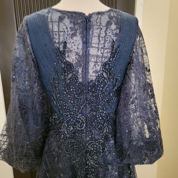 Mac Duggal 20283 Midnight Navy Long Sleeve Sequin Formal Maxi Gown Dress 6 - Picture 11 of 12